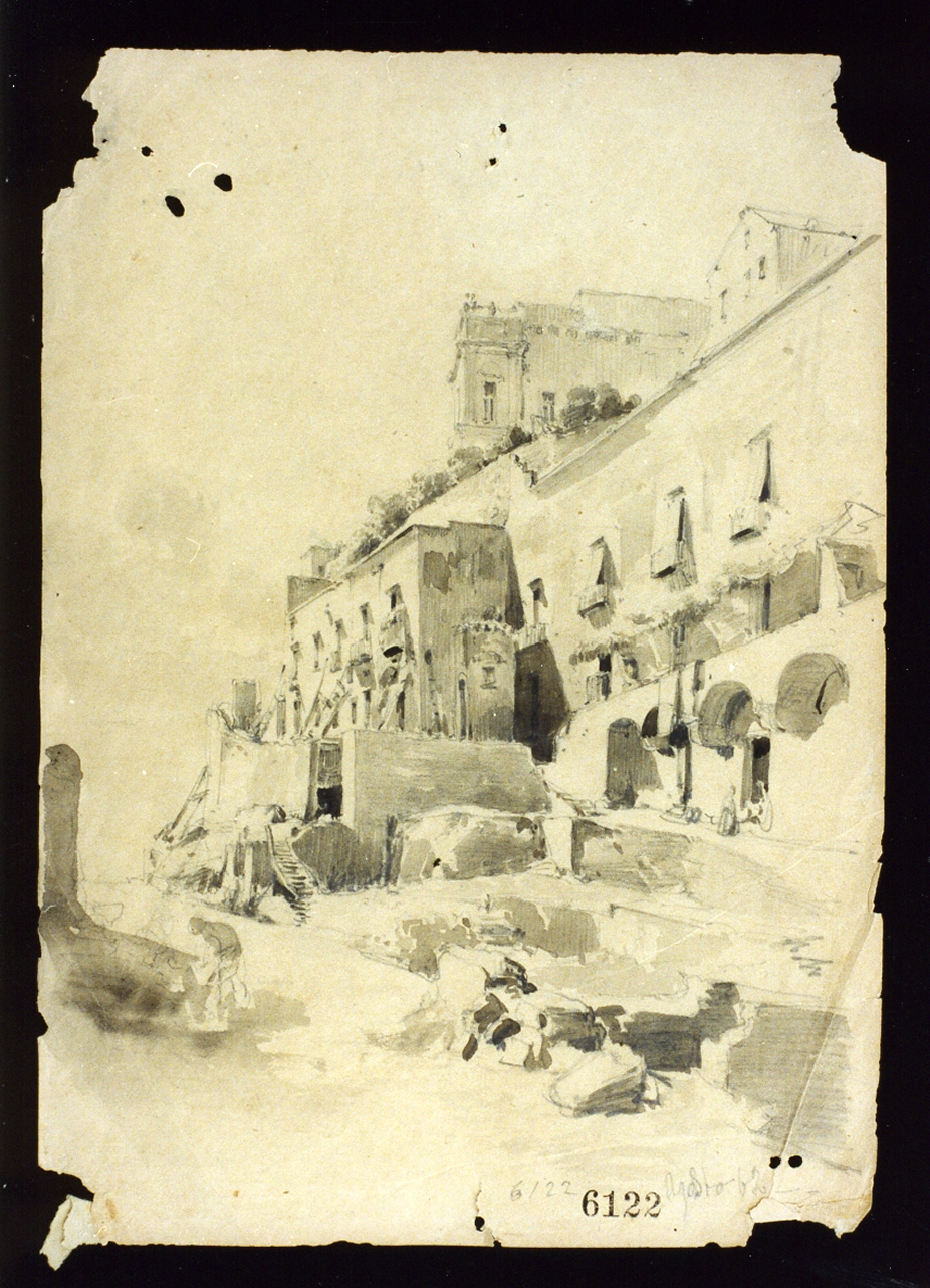 veduta dell'istituto Suor Orsola di Napoli (disegno) di Lanza Giovanni Giordano (sec. XIX)