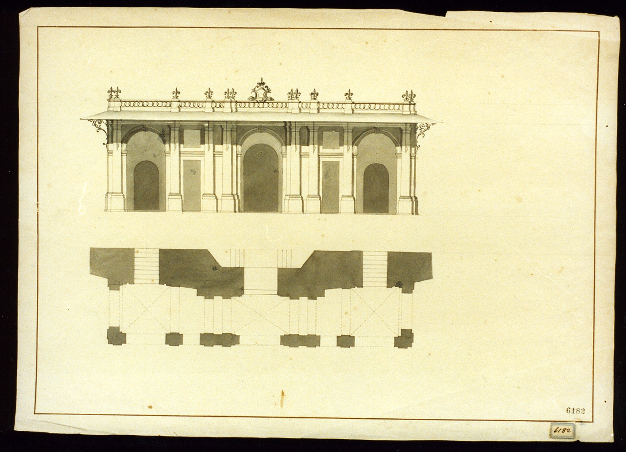 rilievo e pianta di edificio (disegno) di Fuga Ferdinando (sec. XVIII)