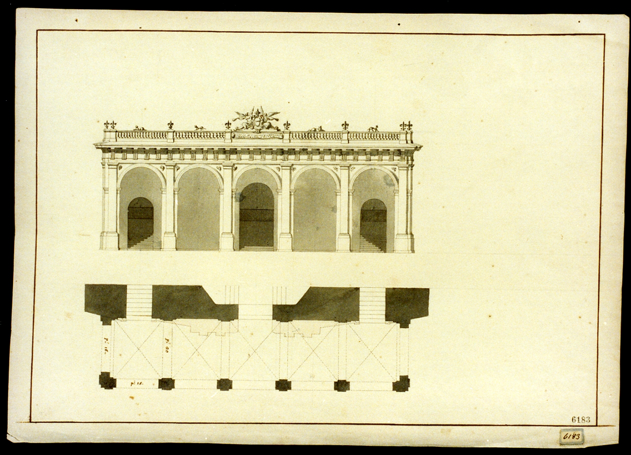 rilievo e pianta di edificio (disegno) di Fuga Ferdinando (sec. XVIII)