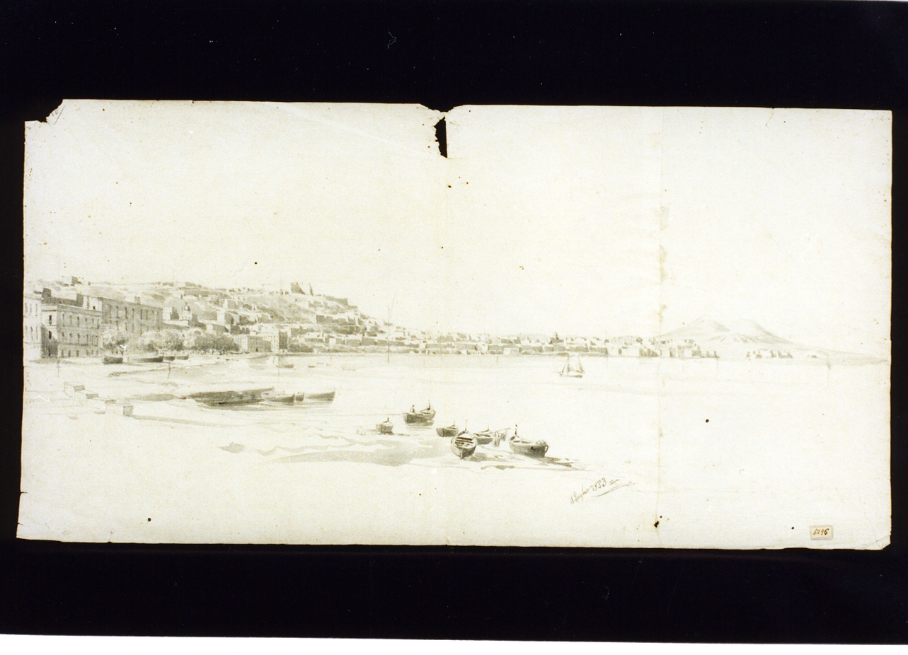 veduta di Napoli (disegno) di Lanza Giovanni Giordano (sec. XIX)