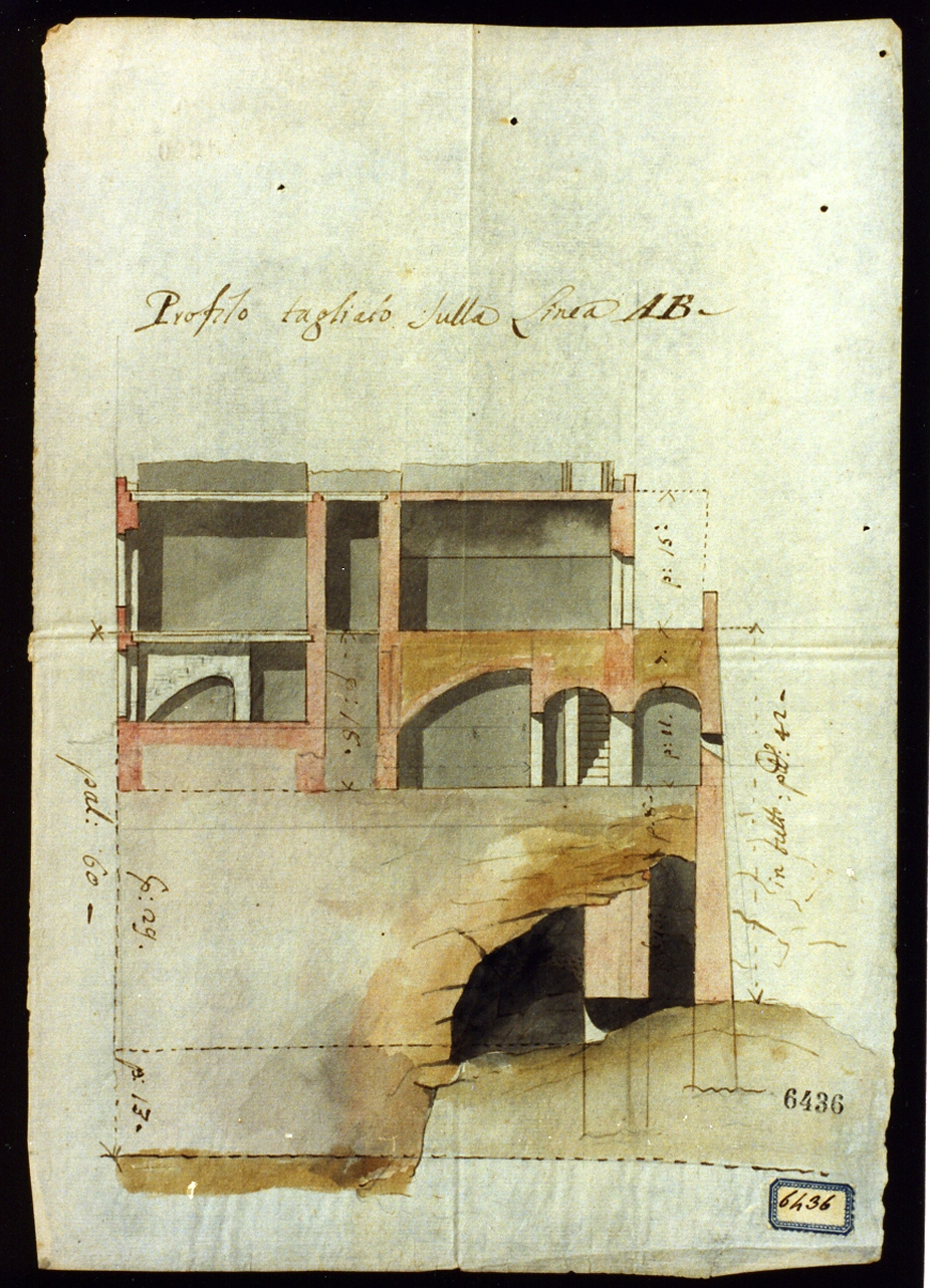 sezione del fortino di Pozzuoli (disegno) - ambito napoletano (sec. XVIII)