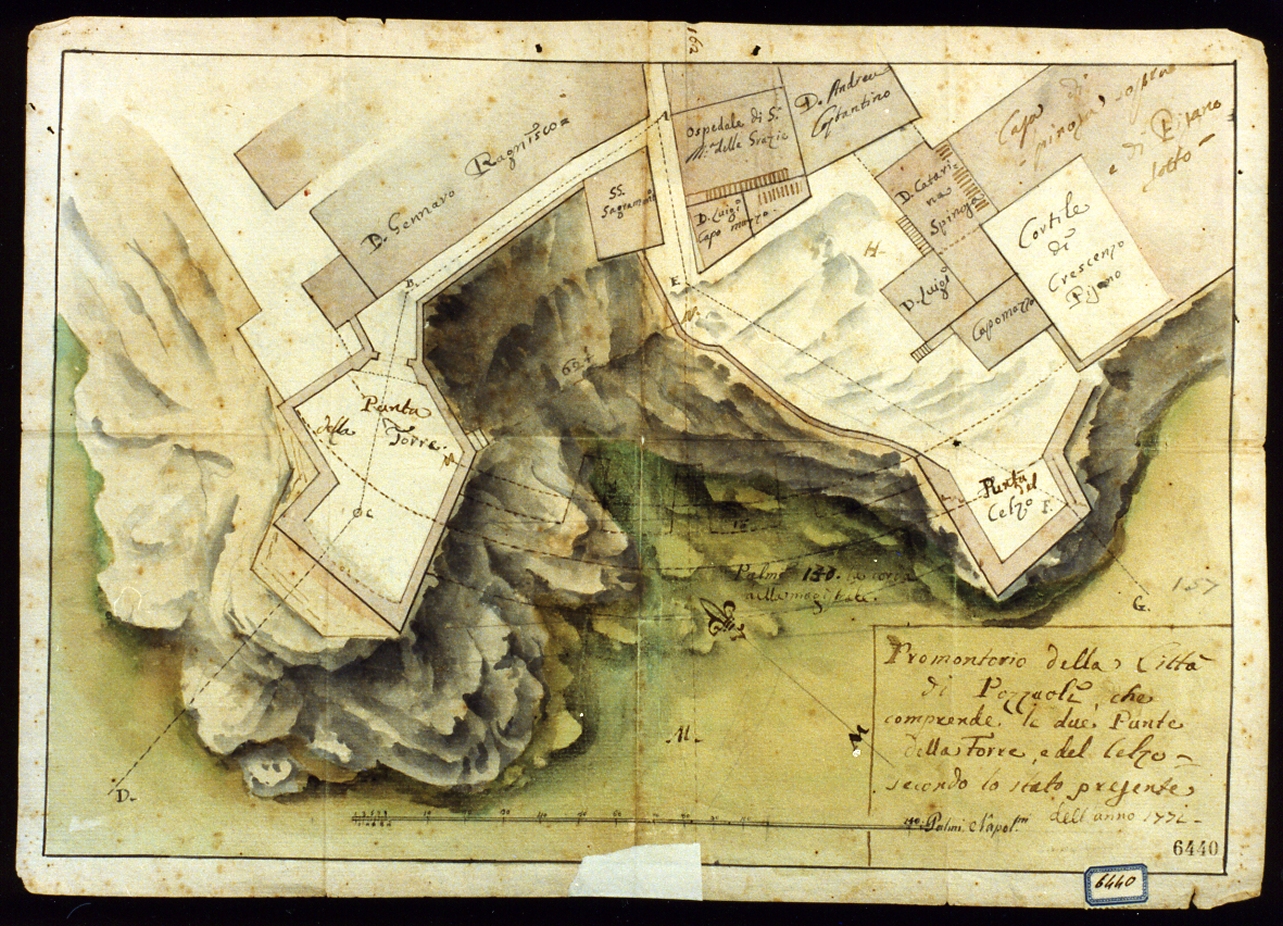 mappa del promontorio di Pozzuoli (disegno) - ambito napoletano (sec. XVIII)