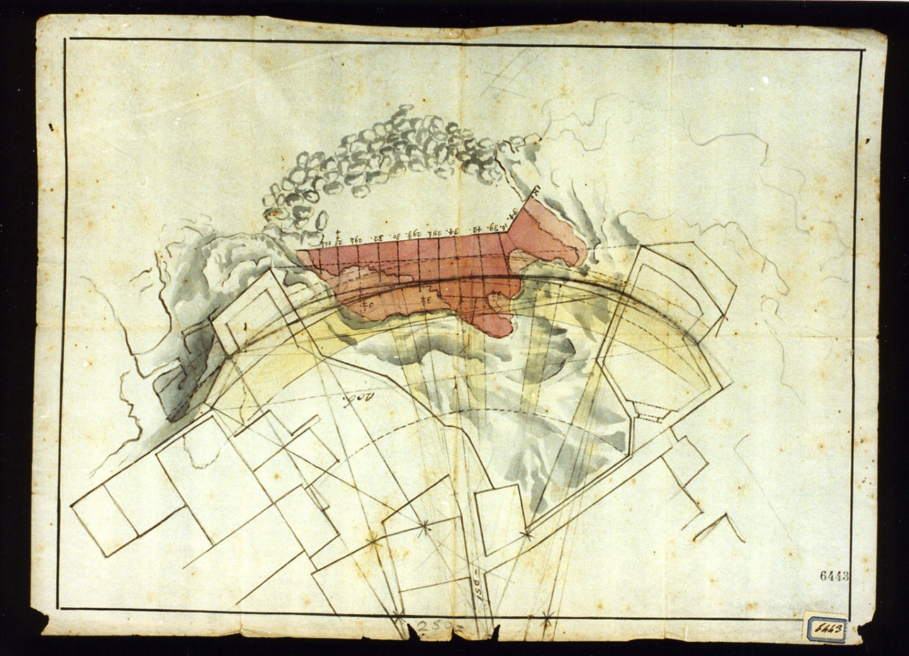mappa della costa con fortificazioni a Pozzuoli (disegno) - ambito napoletano (sec. XVIII)