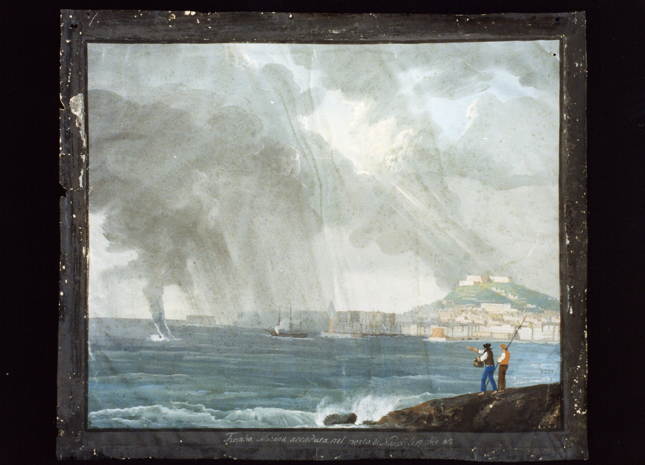 veduta del porto di Napoli (disegno) - ambito napoletano (sec. XIX)