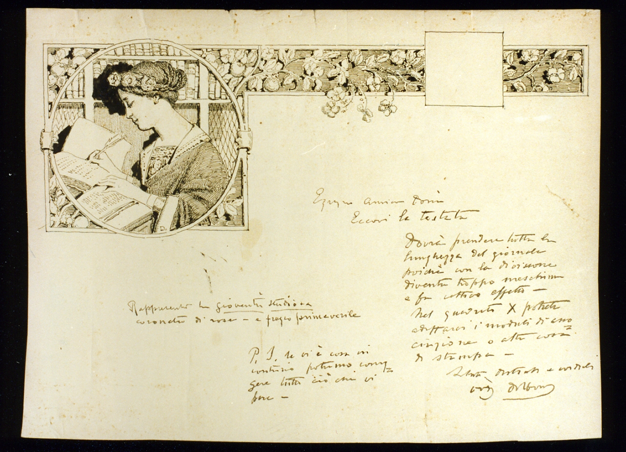 figura femminile (disegno) di Dalbono Eduardo (ultimo quarto sec. XIX)