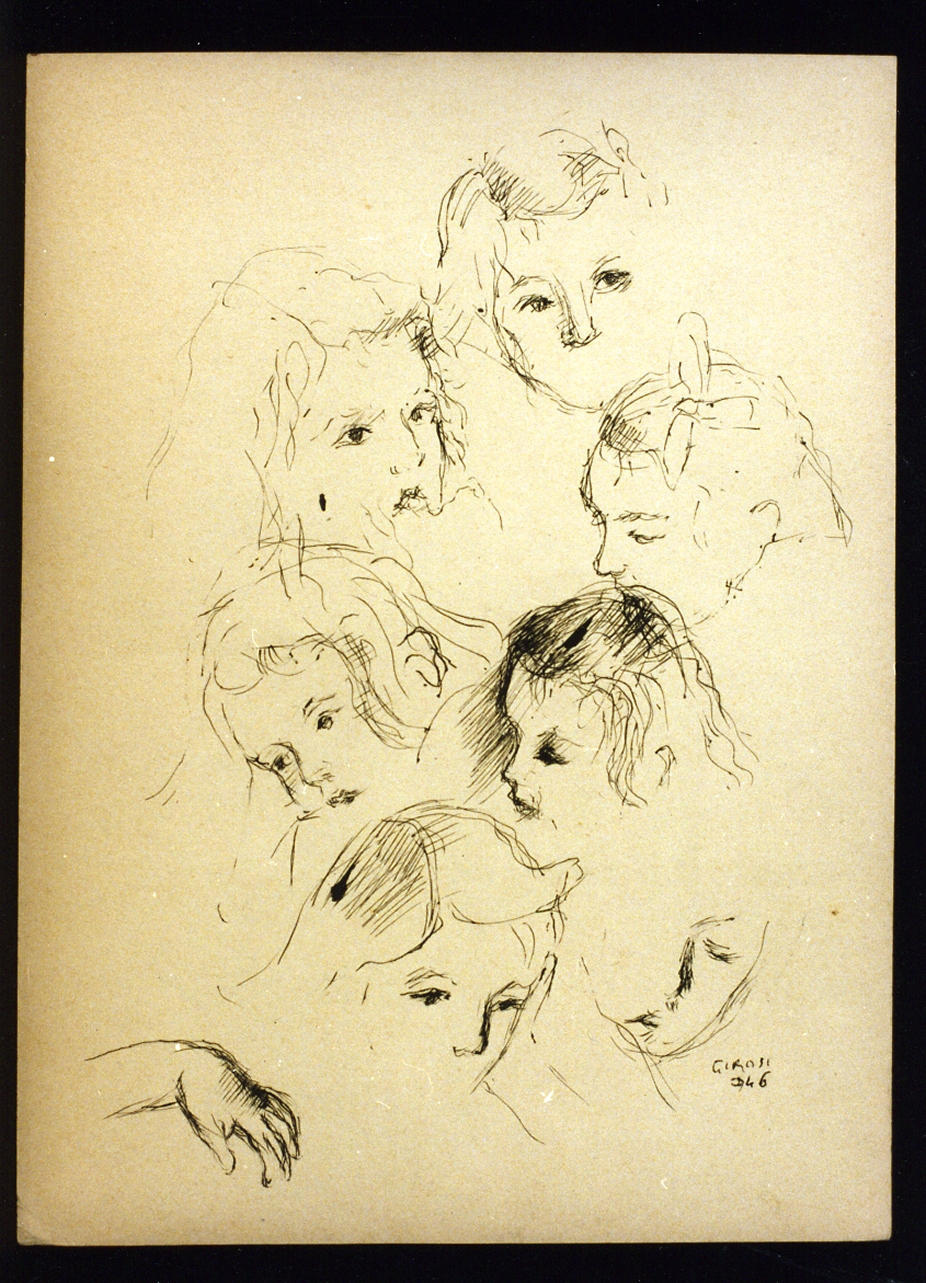studi di teste (disegno) di Girosi Franco (sec. XX)
