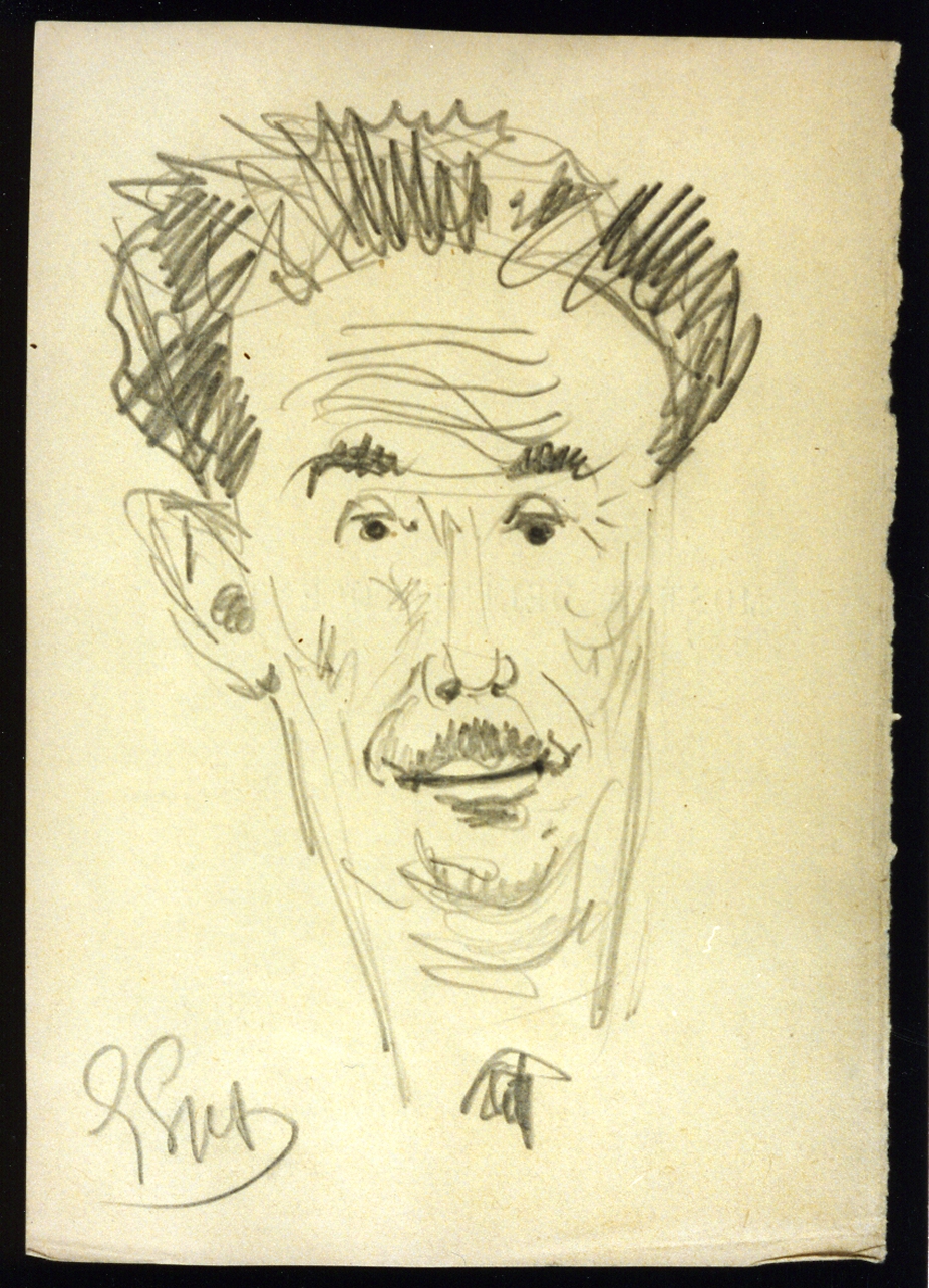 ritratto d'uomo (disegno) di Spirito Giuseppe (metà sec. XX)