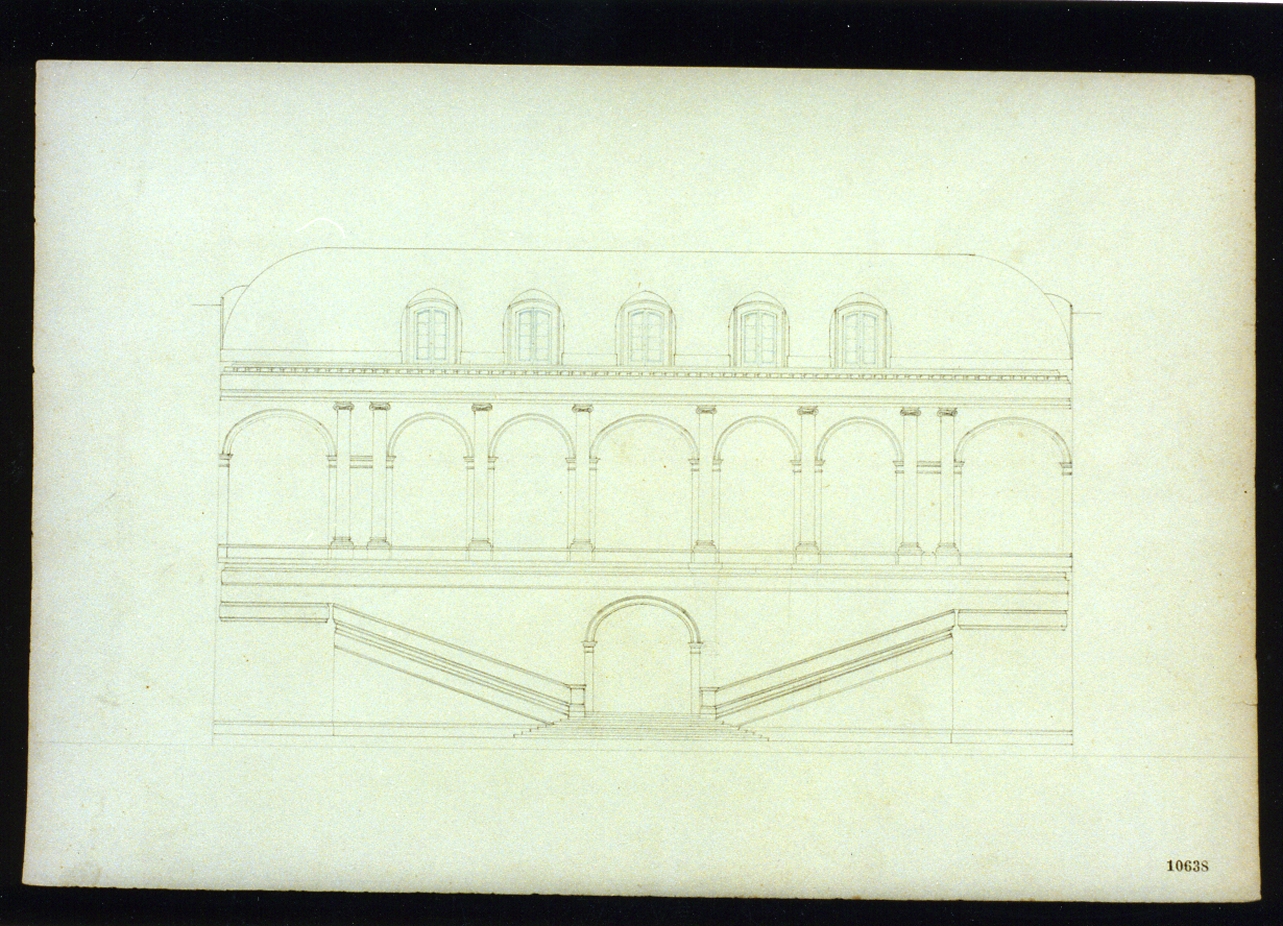 progetto per lo scalone (disegno) di Genovese Gaetano (sec. XIX)
