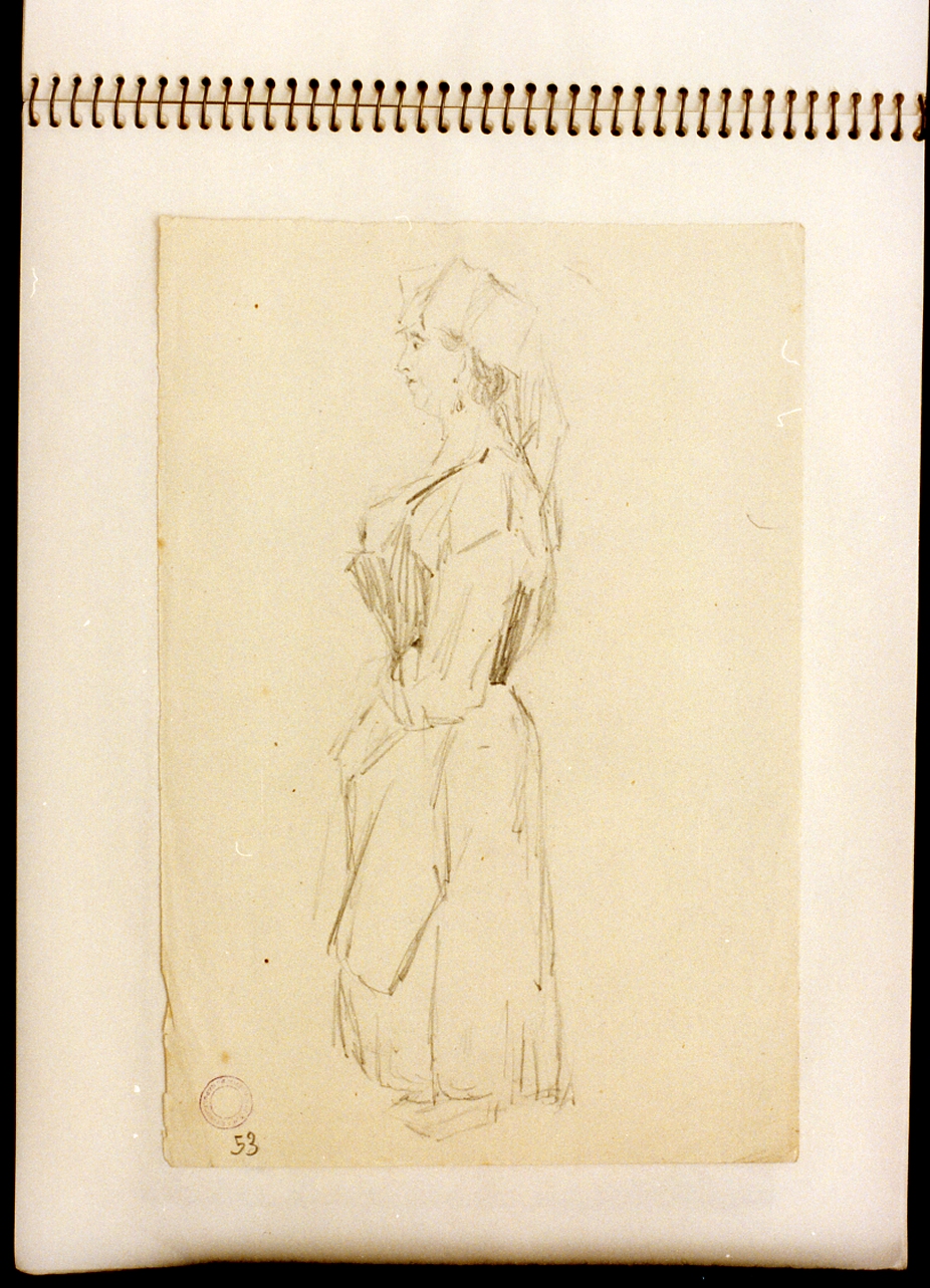 figura femminile (disegno) - ambito italiano (sec. XIX)