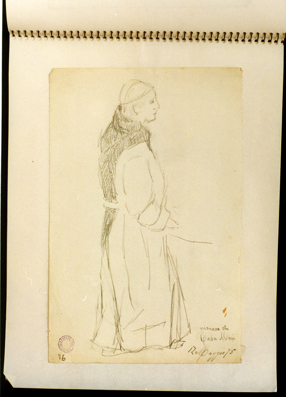 ritratto di un monaco (disegno) - ambito italiano (sec. XIX)