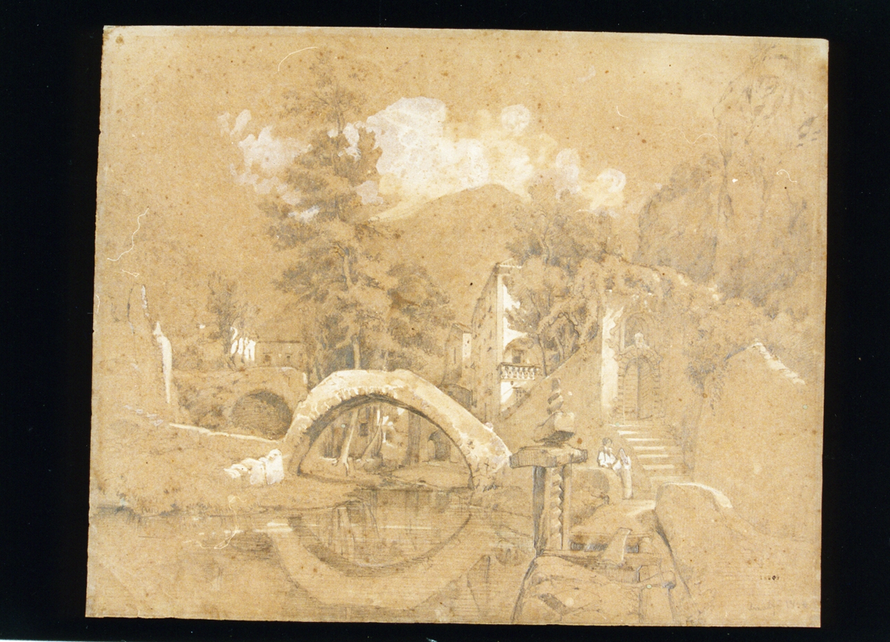 paesaggio (disegno) di Duclère Teodoro (sec. XIX)