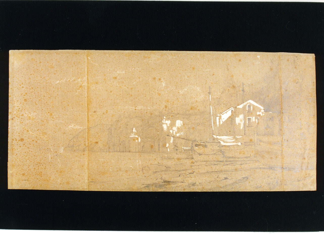 veduta della marina di Garzana (disegno) di Duclère Teodoro (sec. XIX)