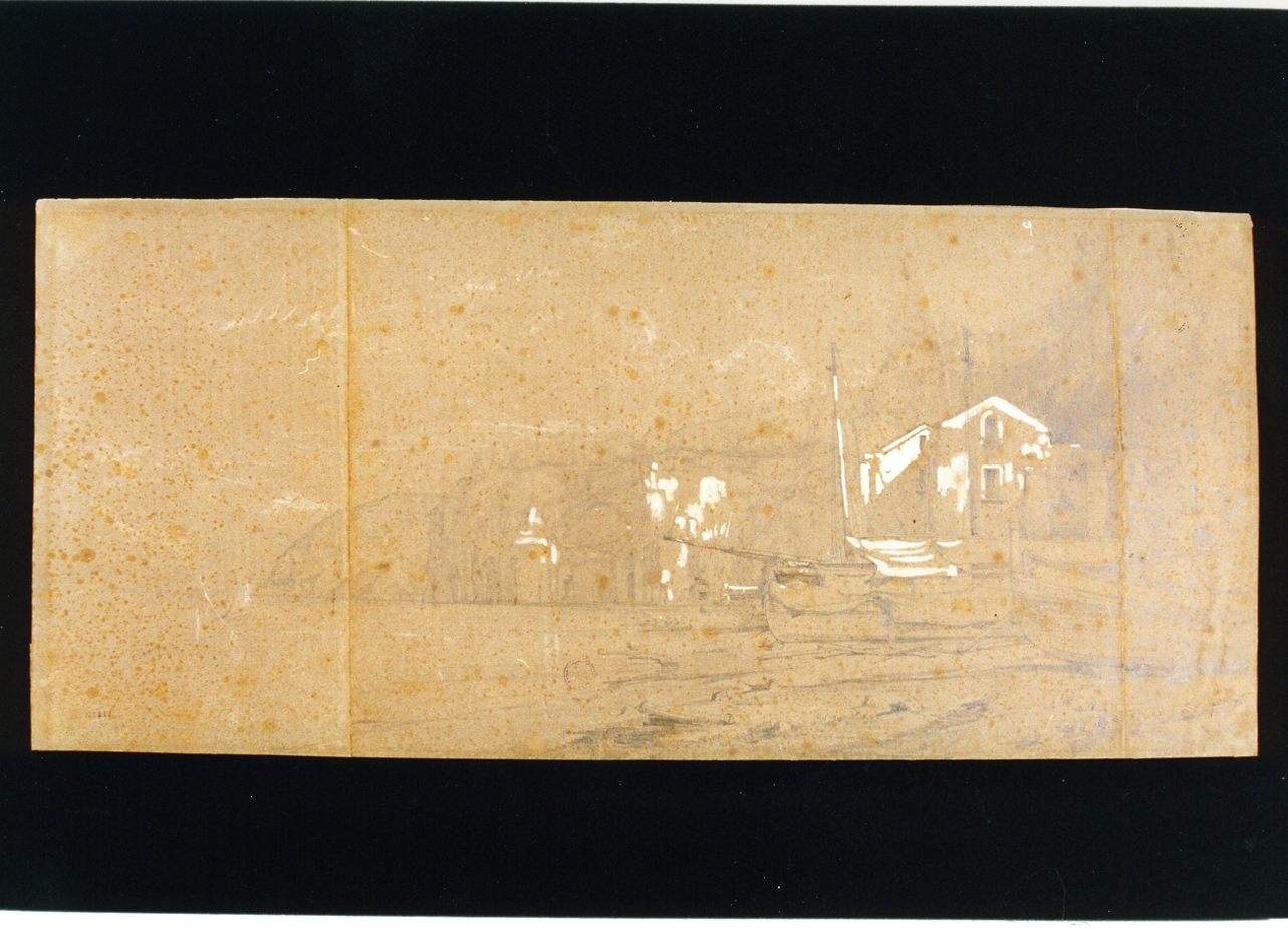 veduta della marina di Garzana (disegno) di Duclère Teodoro (sec. XIX)