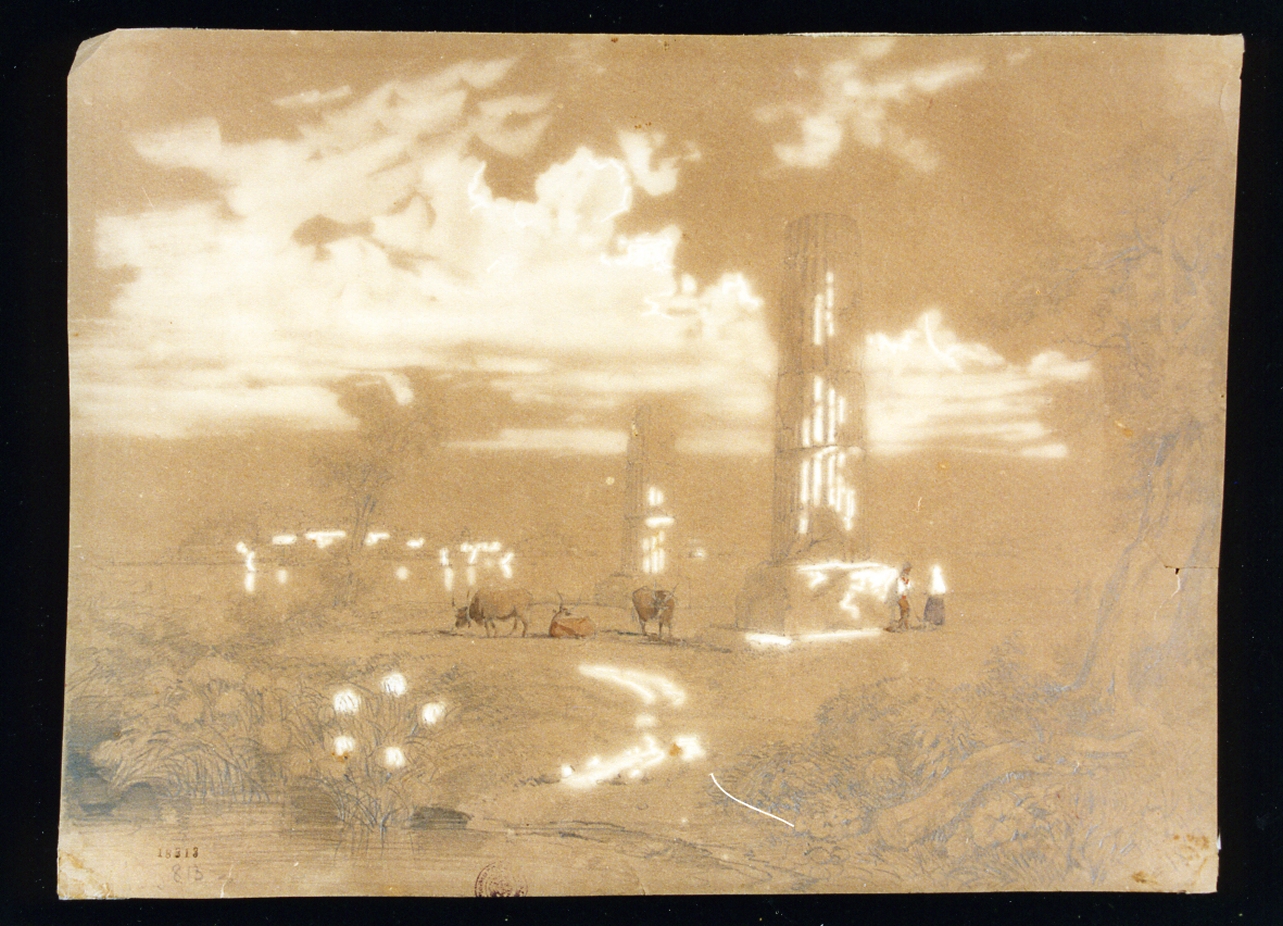 veduta di Siracusa (disegno) di Duclère Teodoro (sec. XIX)