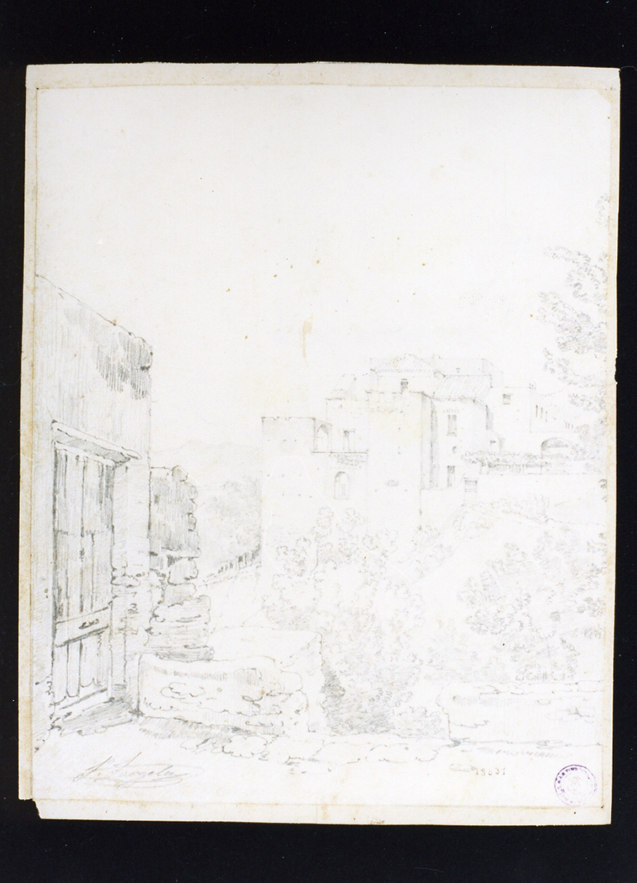 veduta di paese (disegno) di Fergola Salvatore (sec. XIX)