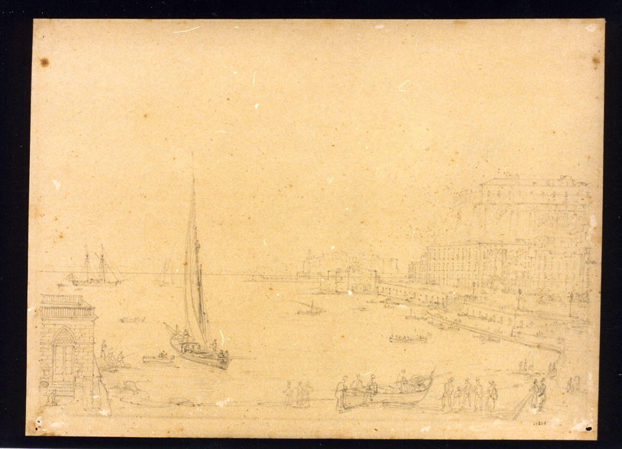 veduta di Santa Lucia a Napoli (disegno) di Fergola Salvatore (sec. XIX)