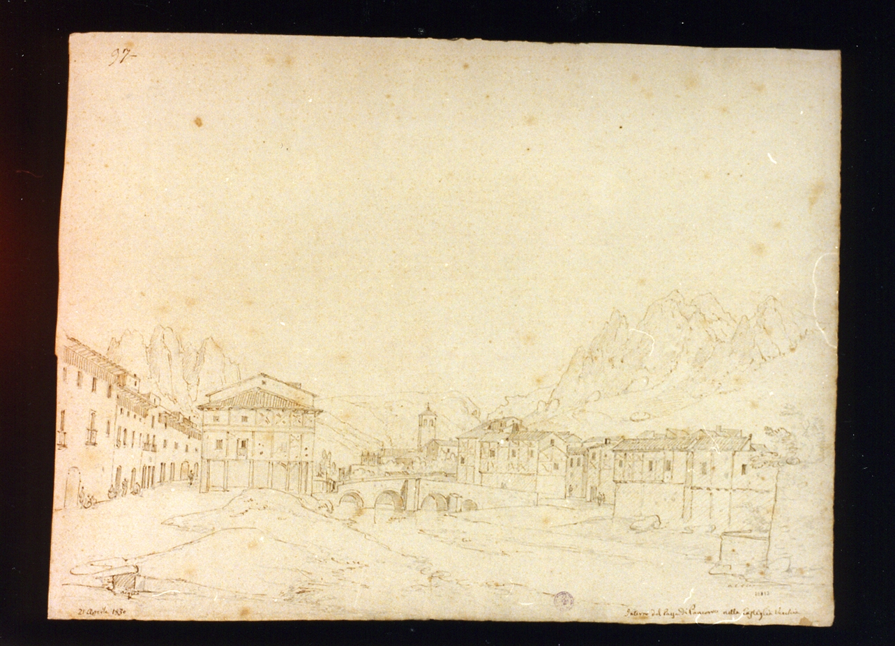 veduta di Pancorvo in Castiglia (disegno) di Fergola Salvatore (sec. XIX)