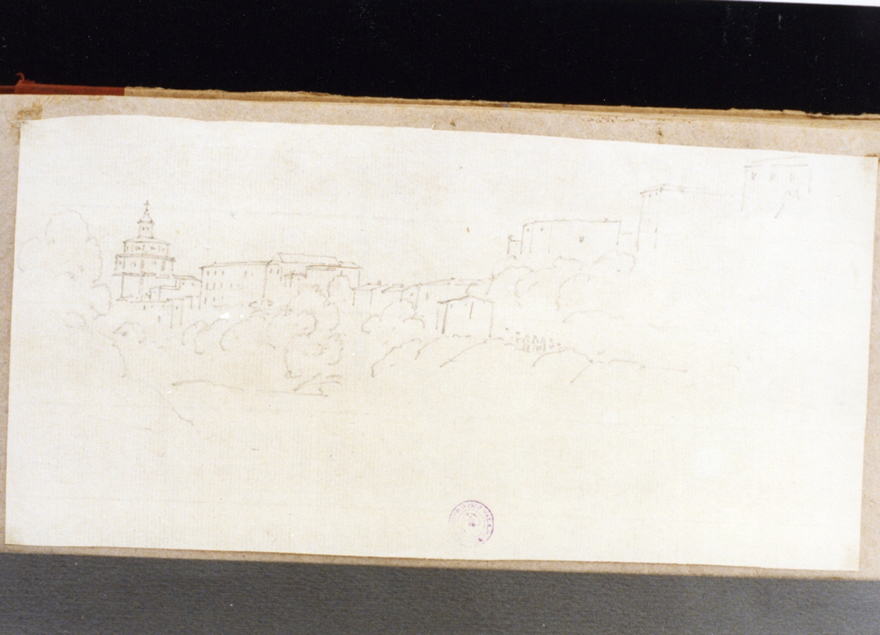 veduta di una città (disegno) di Vervloet Frans (prima metà sec. XIX)