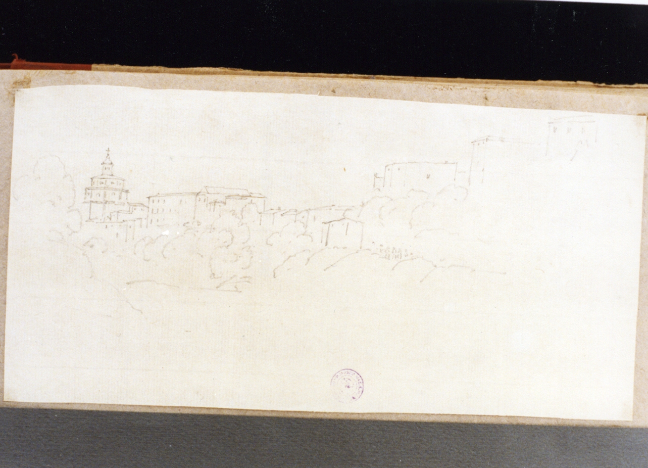 veduta di una città (disegno) di Vervloet Frans (prima metà sec. XIX)