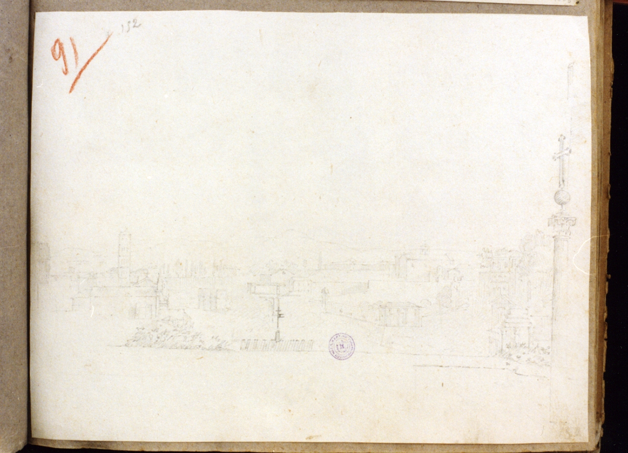 veduta di città (disegno) di Vervloet Frans (sec. XIX)