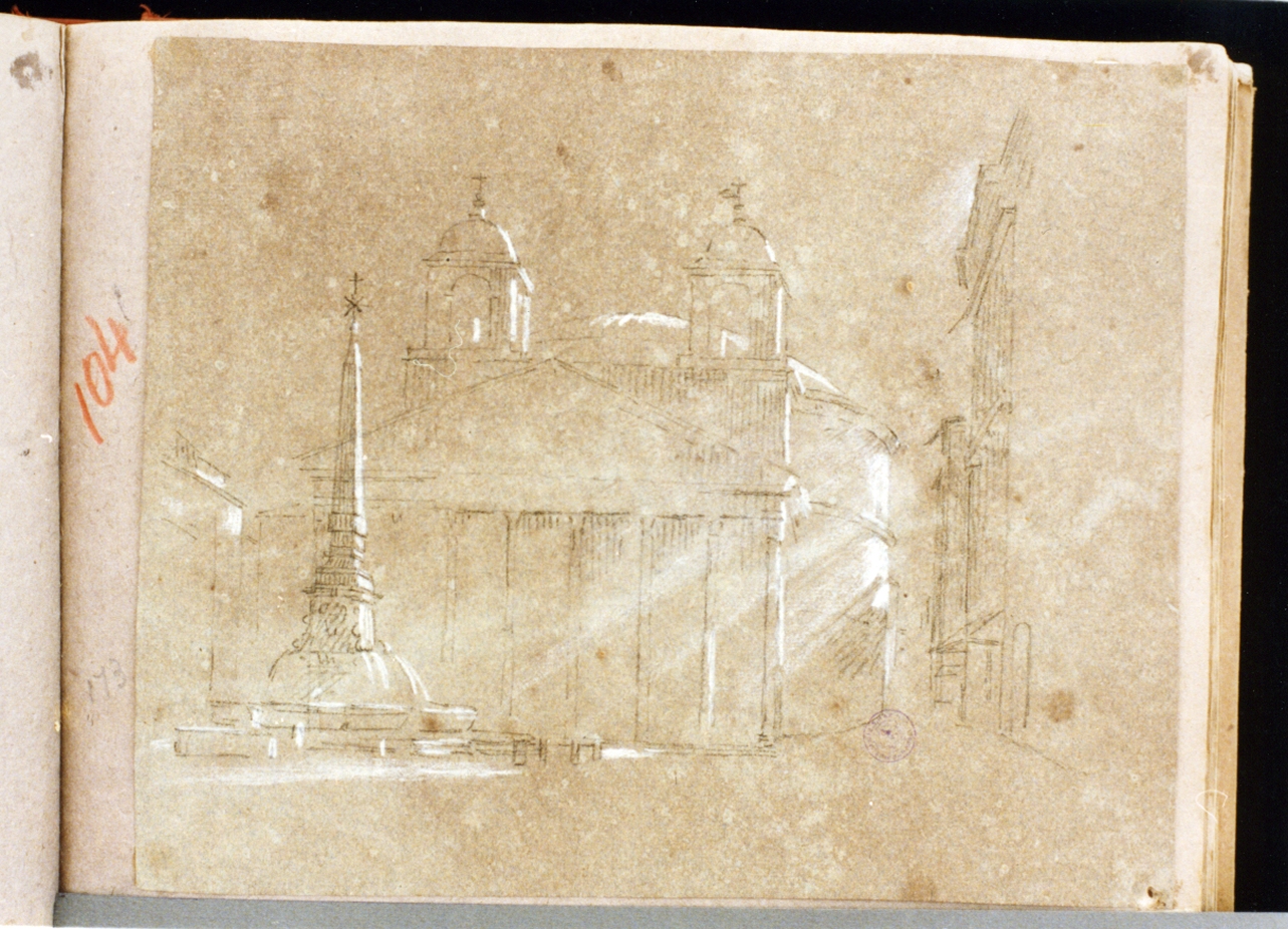 paesaggio con architettura (disegno) di Vervloet Frans (prima metà sec. XIX)