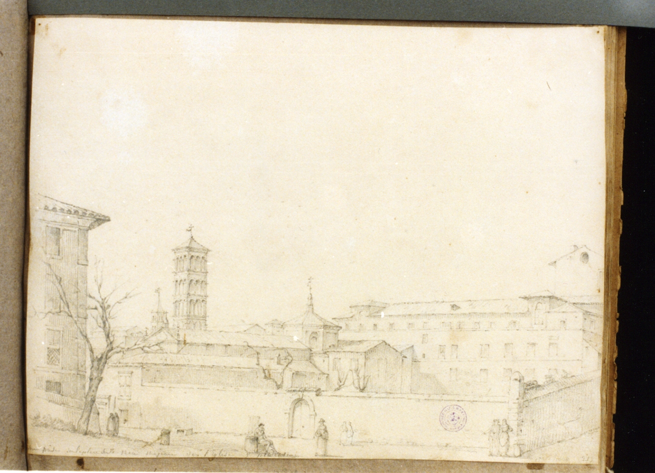 paesaggio con architettura (disegno) di Vervloet Frans (sec. XIX)