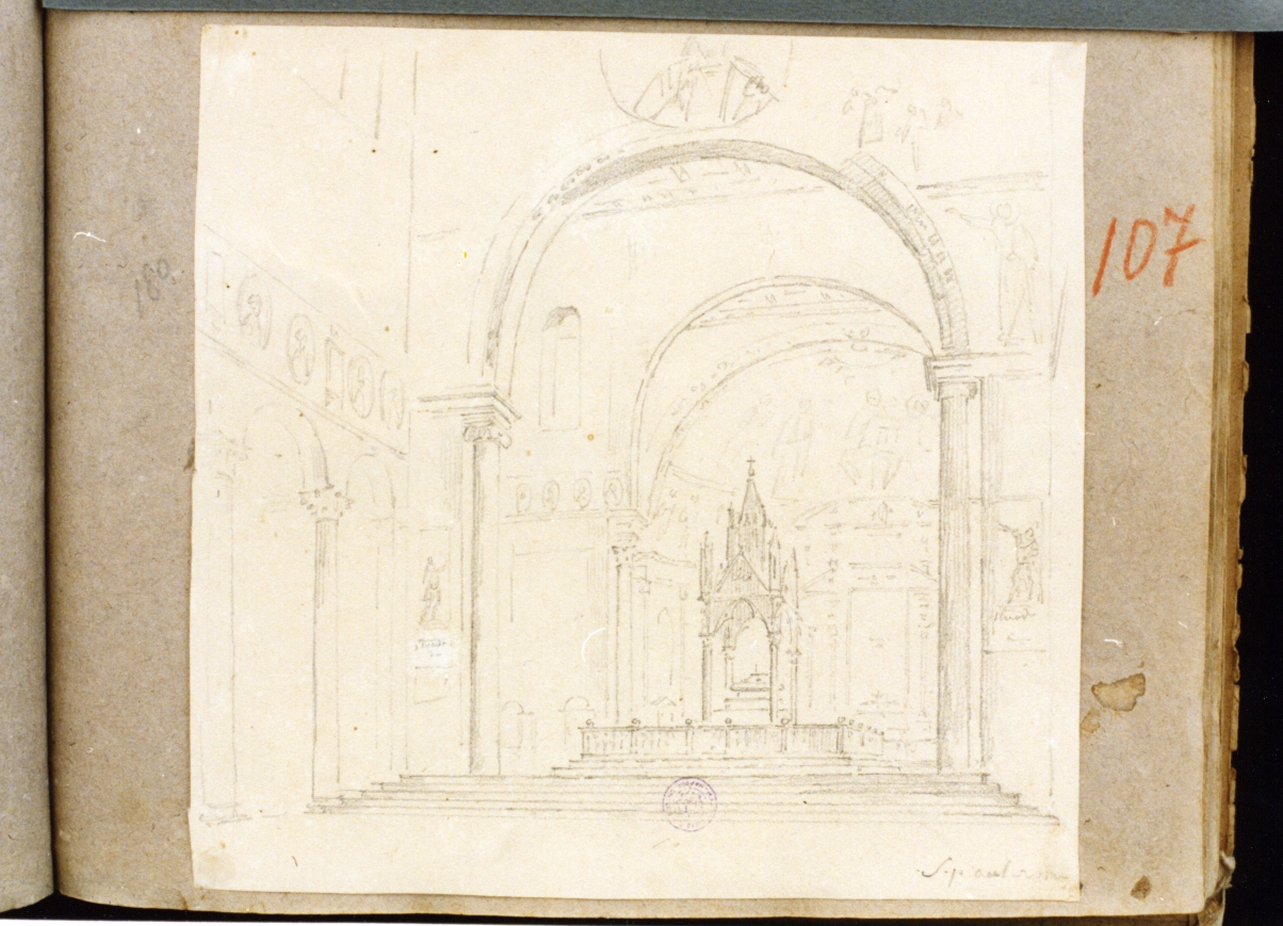 interno di chiesa (disegno) di Vervloet Frans (sec. XIX)