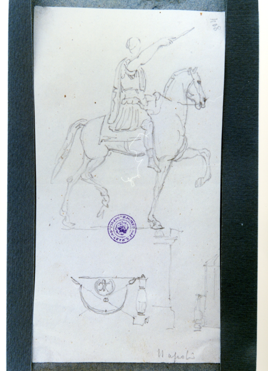 studio di statua equestre (disegno) di Vervloet Frans (prima metà sec. XIX)