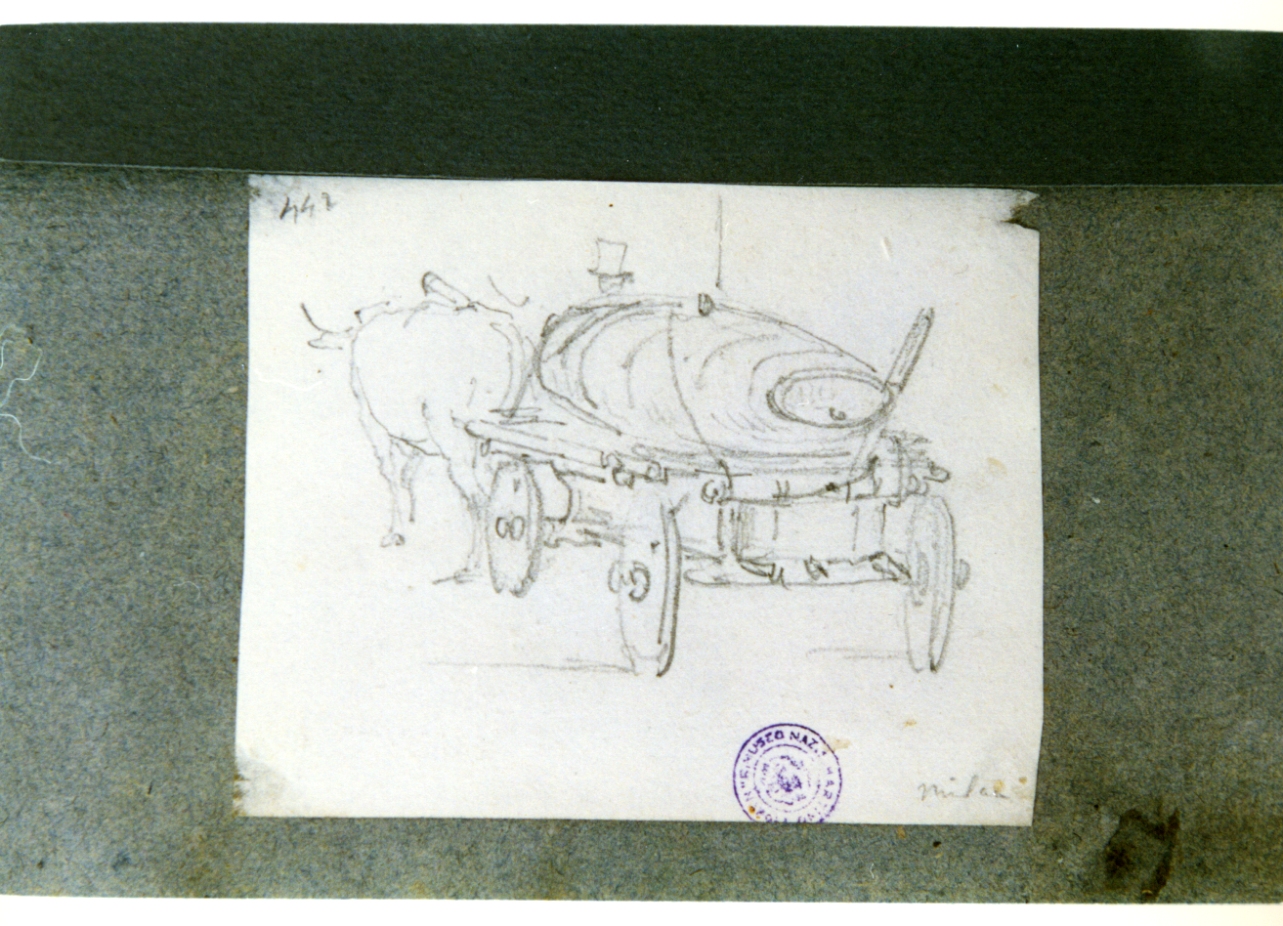 carro con bue (disegno) di Vervloet Frans (prima metà sec. XIX)