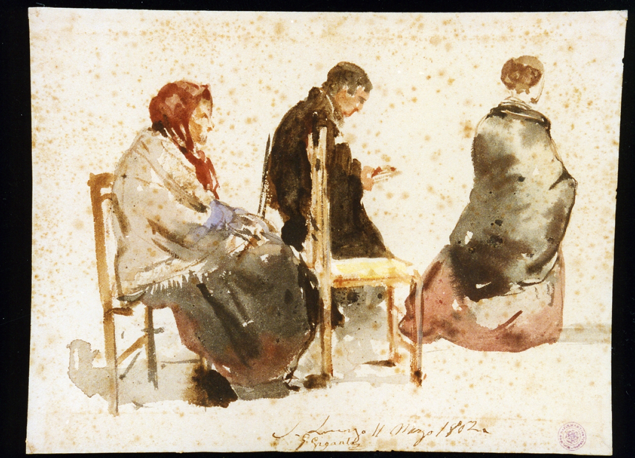 oranti nella chiesa di San Lorenzo Maggiore a Napoli (disegno) di Gigante Giacinto (sec. XIX)