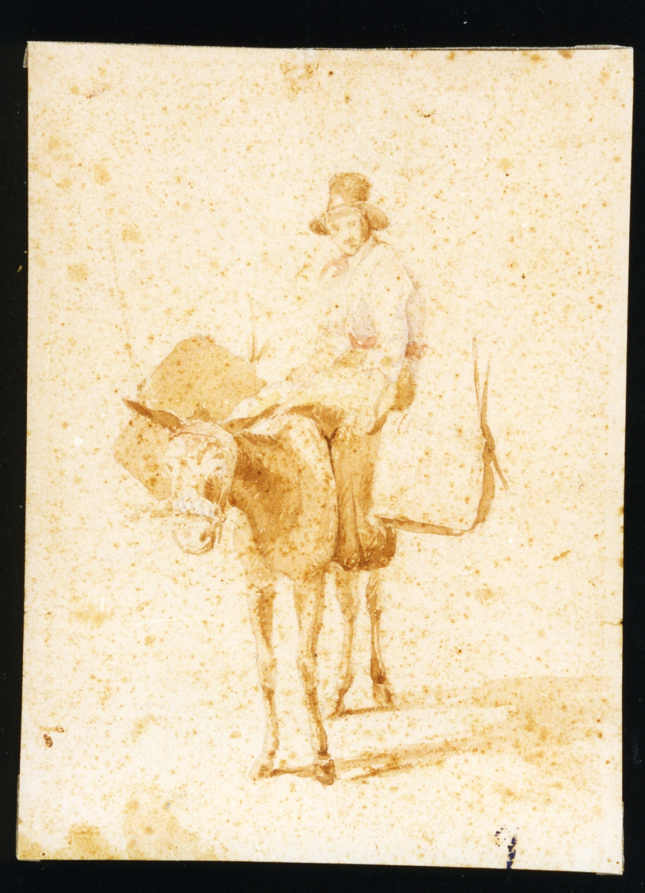 contadino sul somaro (disegno) di Gigante Giacinto (sec. XIX)