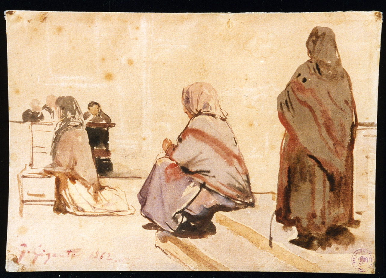 figure femminili oranti (disegno) di Gigante Giacinto (sec. XIX)
