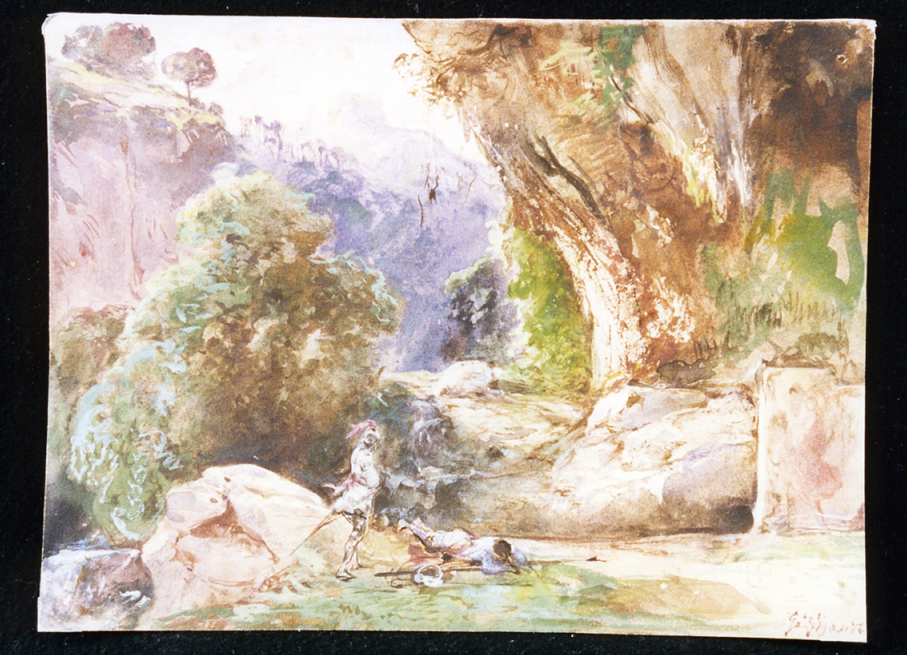 Clorinda e Tancredi (disegno) di Gigante Giacinto (sec. XIX)