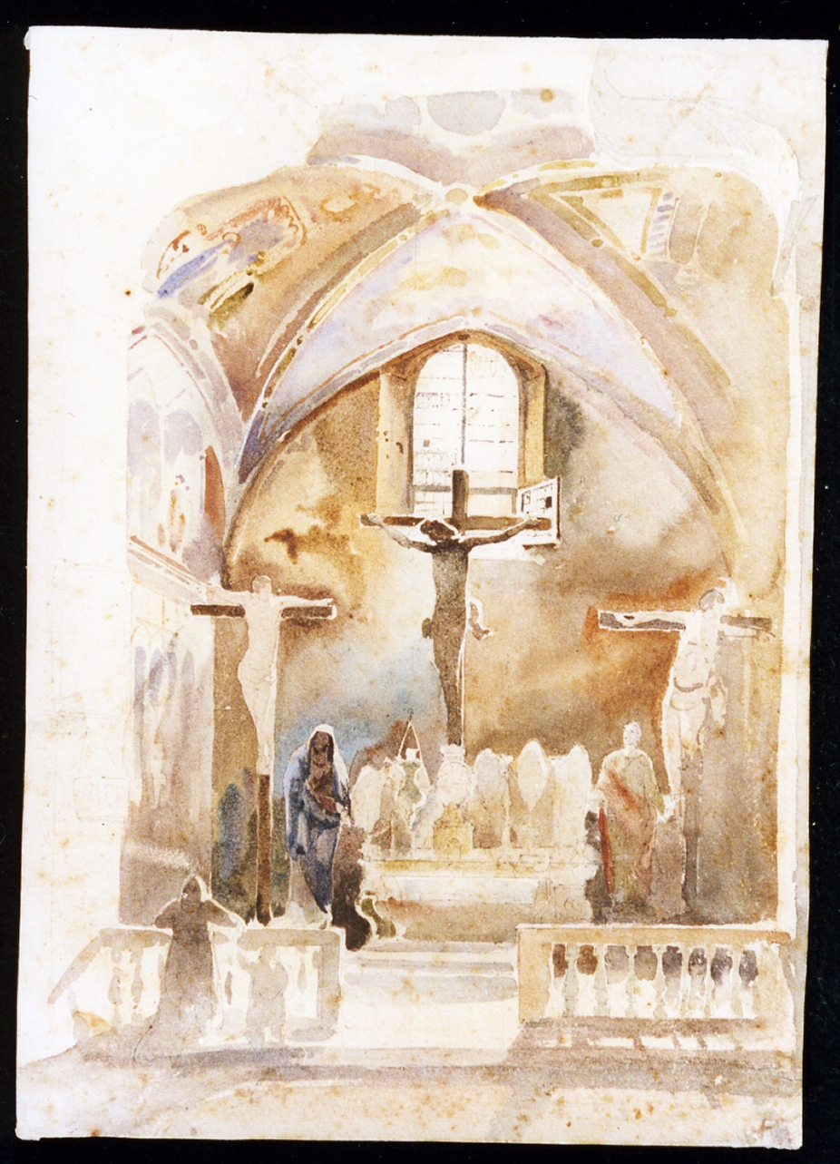 interno della chiesa dell'Incoronata a Napoli (disegno) di Gigante Giacinto (sec. XIX)