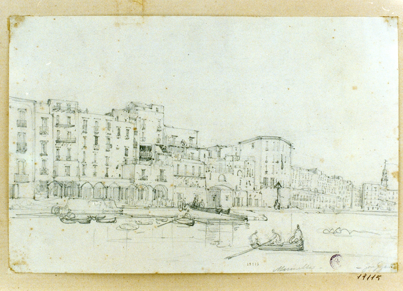 veduta della Marinella a Napoli (disegno) di Gigante Giacinto (metà sec. XIX)