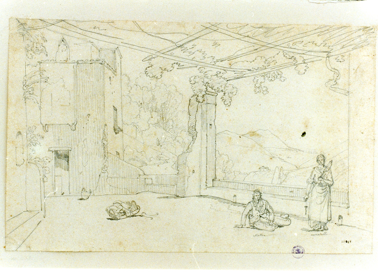 veduta della Avvocatella di Cava dei Tirreni (disegno) di Gigante Giacinto (sec. XIX)