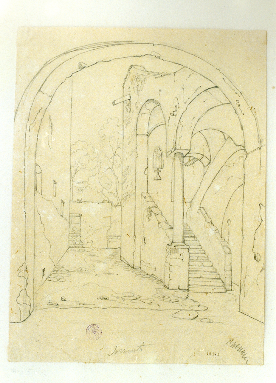 veduta della chiesa di San Renato a Sorrento (disegno) di Gigante Giacinto (secondo quarto sec. XIX)