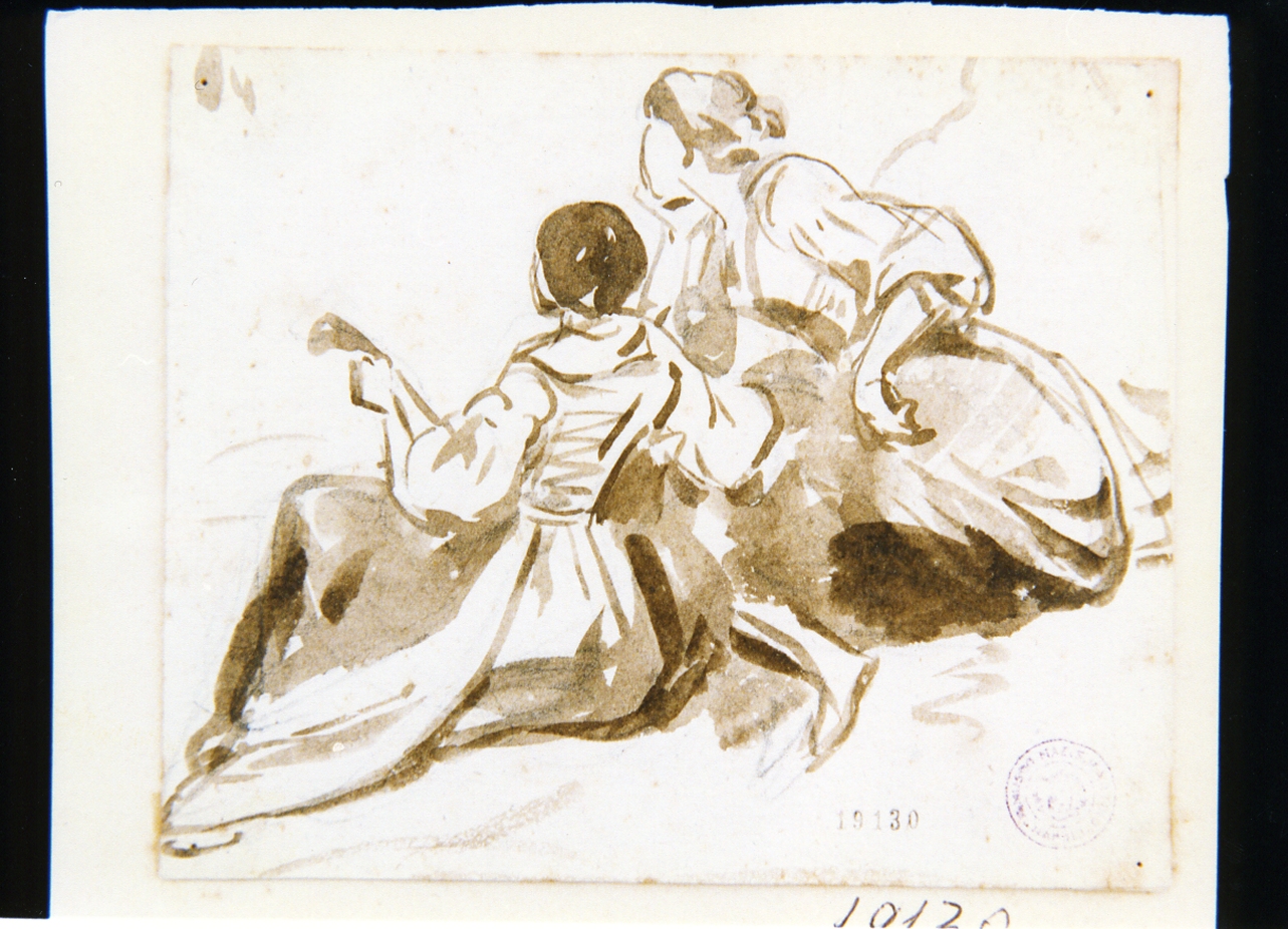 figure femminili in costume napoletano (disegno) di Gigante Giacinto (sec. XIX)