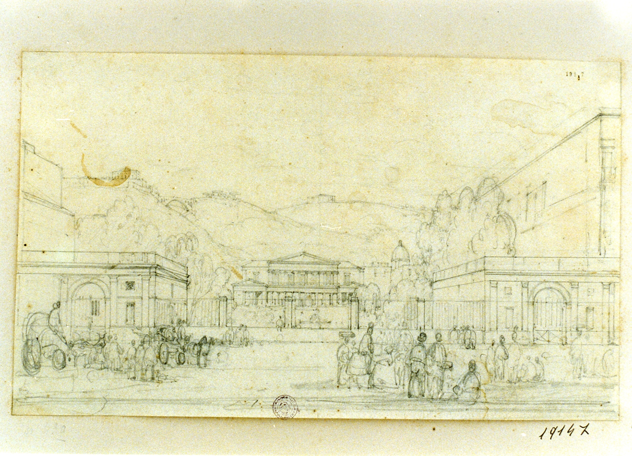 veduta di villa Pignatelli a Napoli (disegno) di Gigante Giacinto (secondo quarto sec. XIX)