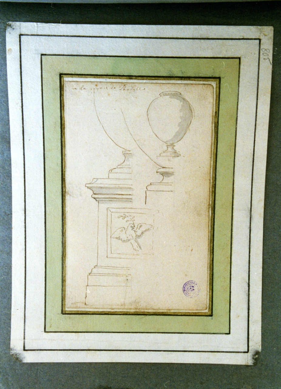 studio di un pilastro con vaso (disegno) di Vervloet Frans (sec. XIX)