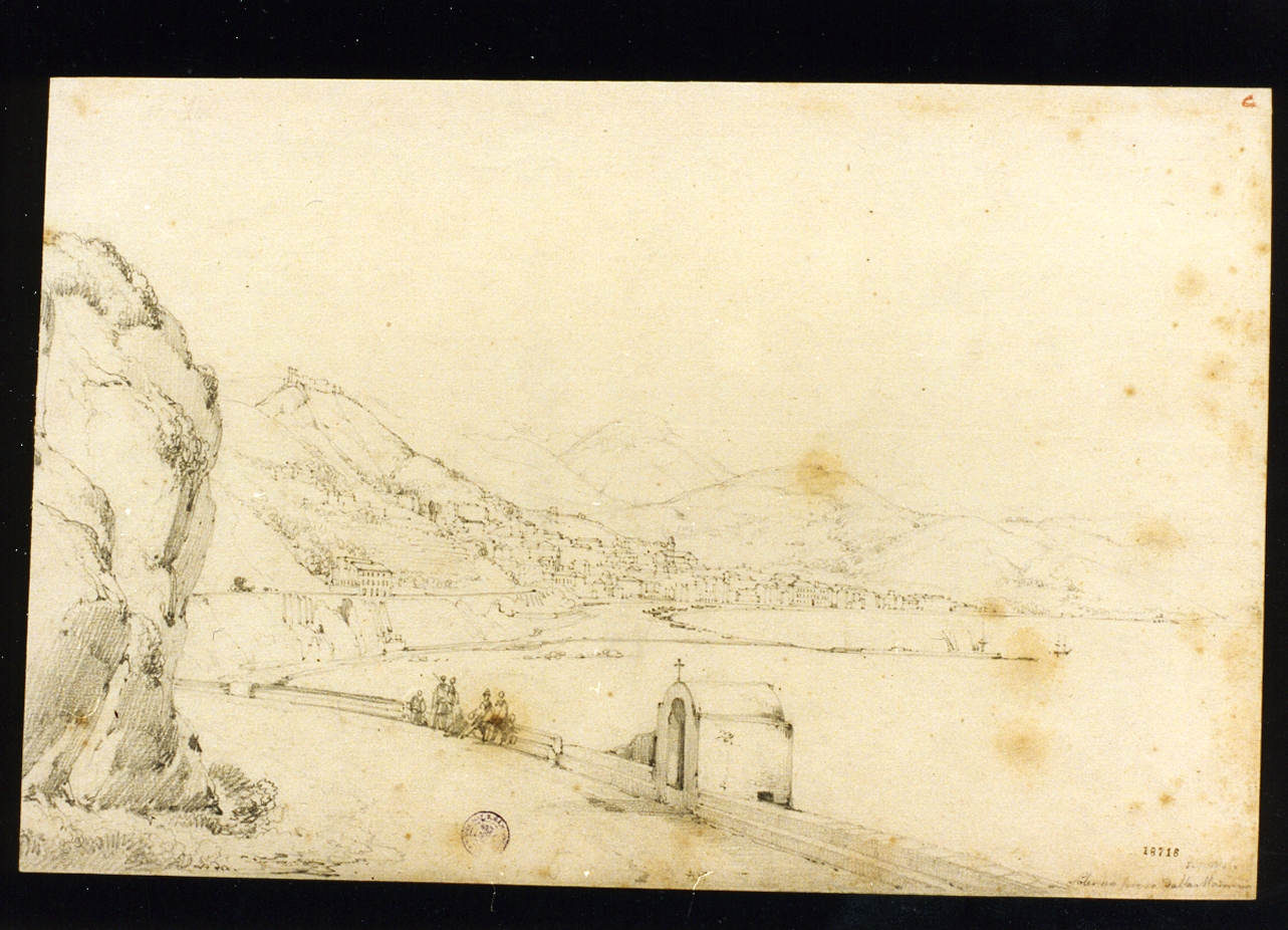 veduta di Salerno (disegno) di Carelli Consalvo (sec. XIX)