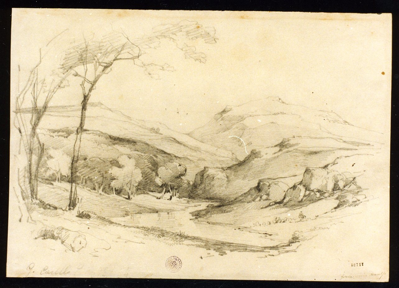 veduta di Agerola ad Amalfi (disegno) di Carelli Consalvo (sec. XIX)