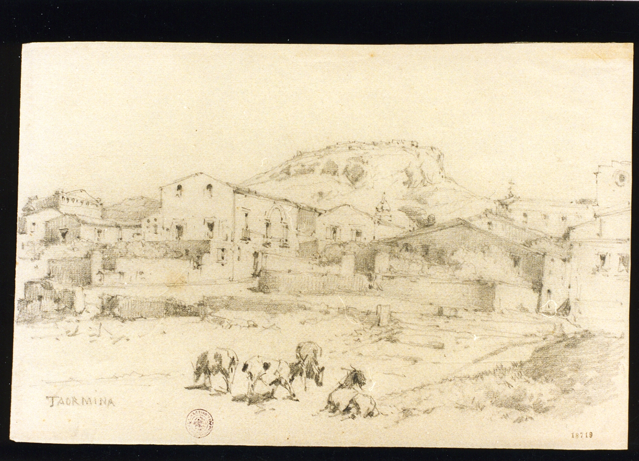 veduta di Taormina (disegno) di Carelli Consalvo (sec. XIX)