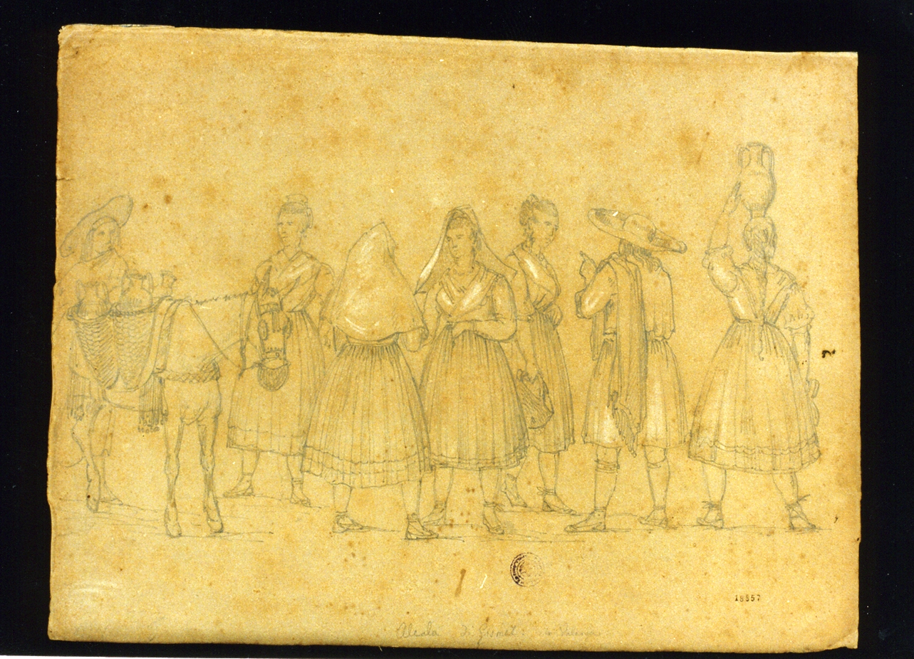 figure in costume Valenziano in Spagna (disegno) di Fergola Salvatore (sec. XIX)