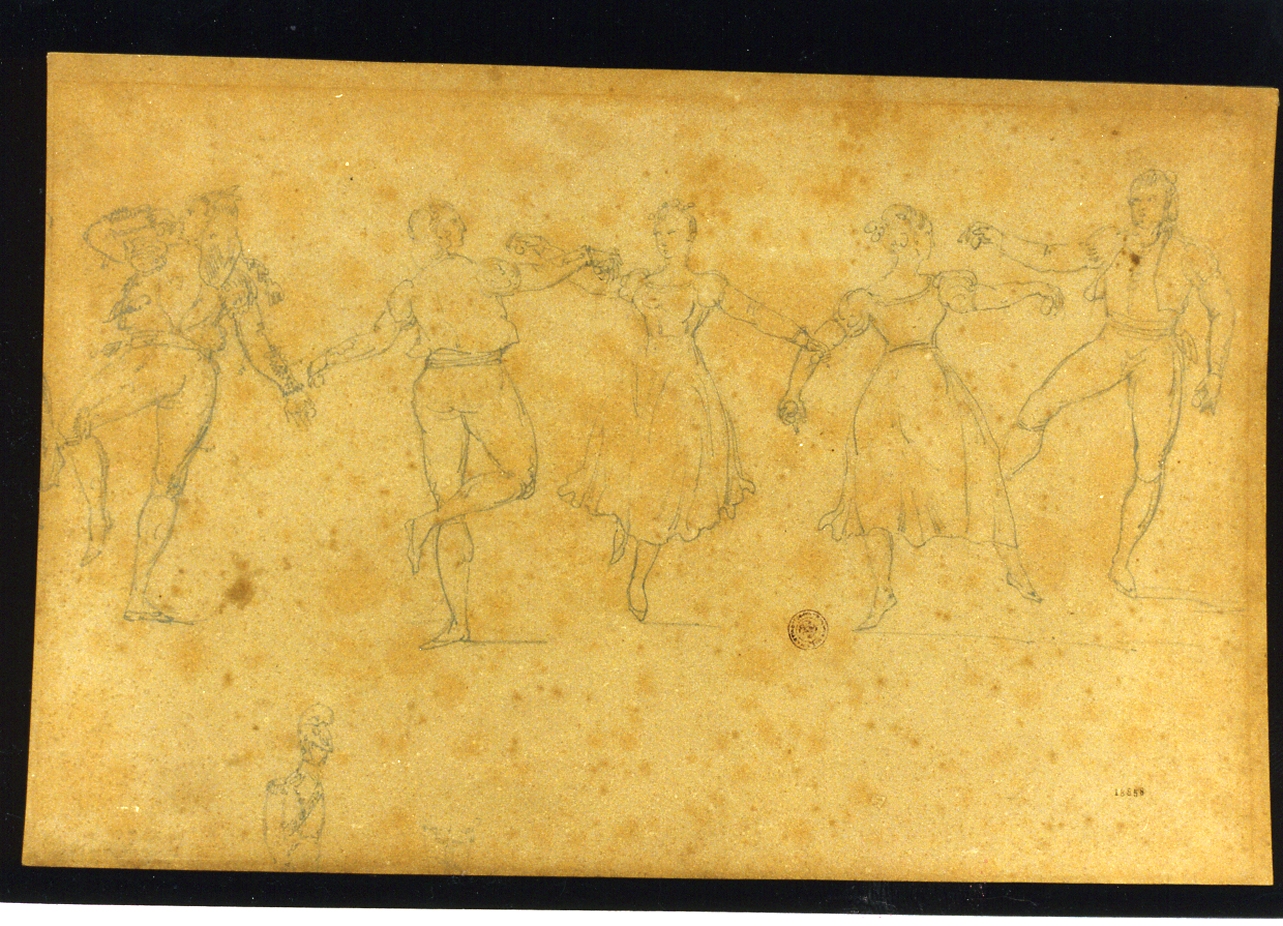 figure danzanti in costume spagnolo (disegno) di Fergola Salvatore (sec. XIX)