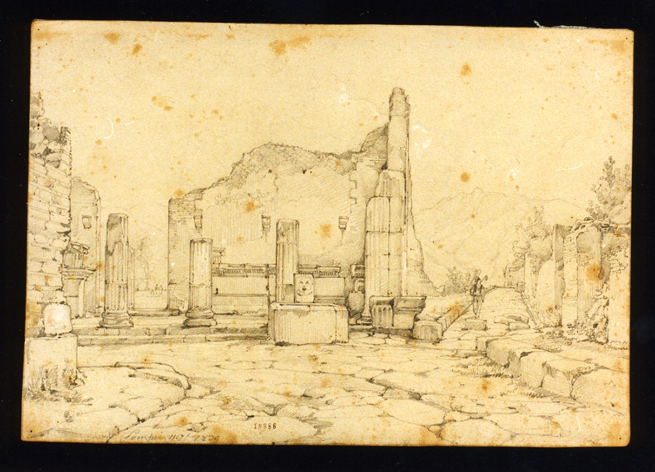 veduta del foro triangolare a Pompei (disegno) di Franceschini Vincenzo (sec. XIX)