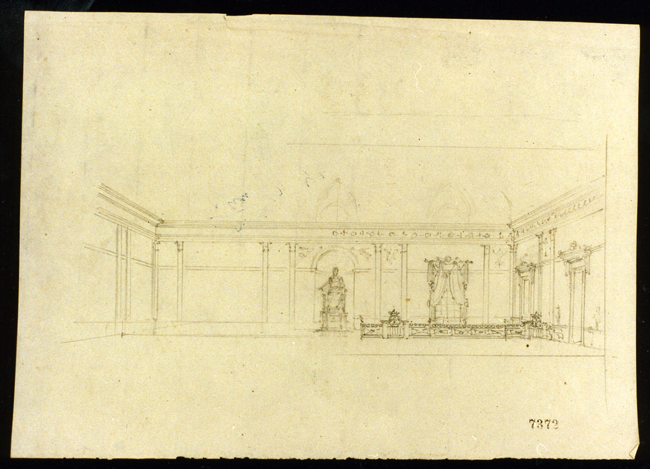progetto per una sala del palazzo reale di Napoli (disegno) di Niccolini Antonio (sec. XIX)