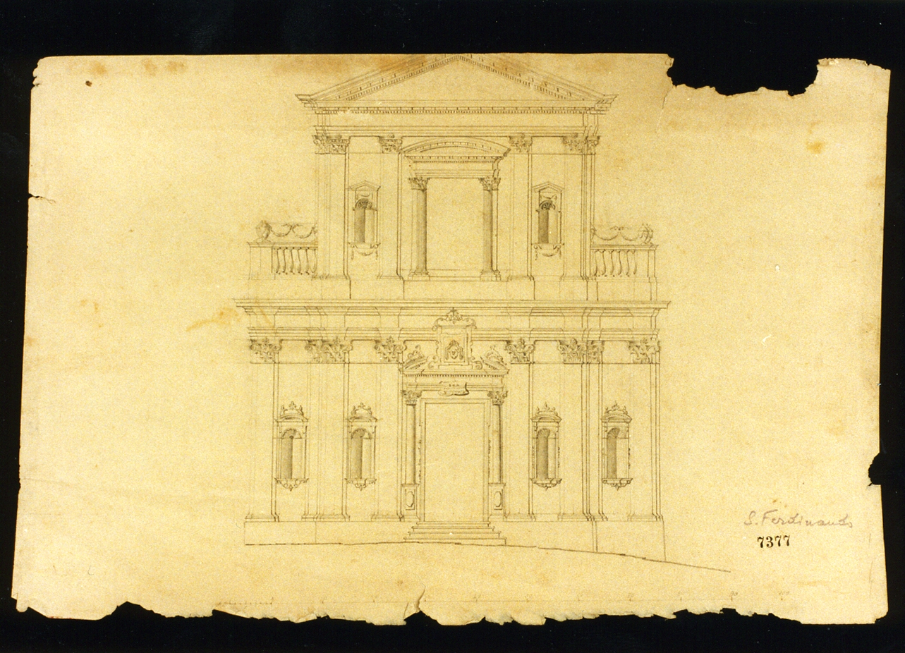 studio per la facciata della chiesa di San Ferdinando a Napoli (disegno) di Niccolini Antonio (scuola) (sec. XIX)