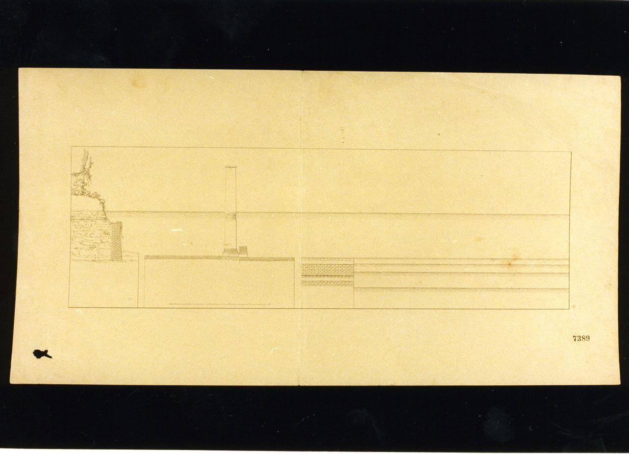 rilievo della sezione del terreno con colonna (disegno) di Niccolini Antonio (sec. XIX)