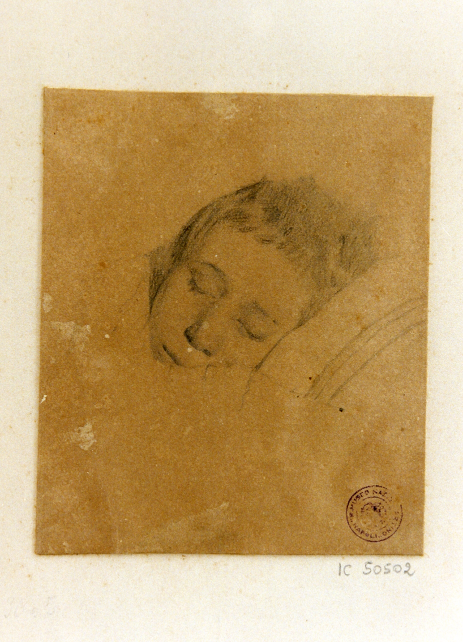 testa di bambina (disegno) di Michetti Francesco Paolo (sec. XIX)